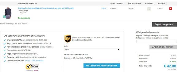 Código descuento Kamiceria